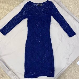 Windsor Dark Blue / Purple Lace SPARKLY Bodycon Mini Dress
